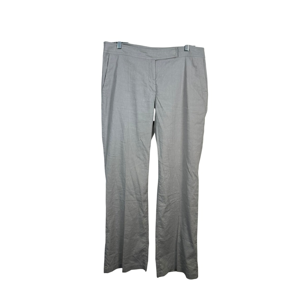 Eileen Fisher Trousers Women 12 Grey Excellent Linen Blend Italian Fabric Pant